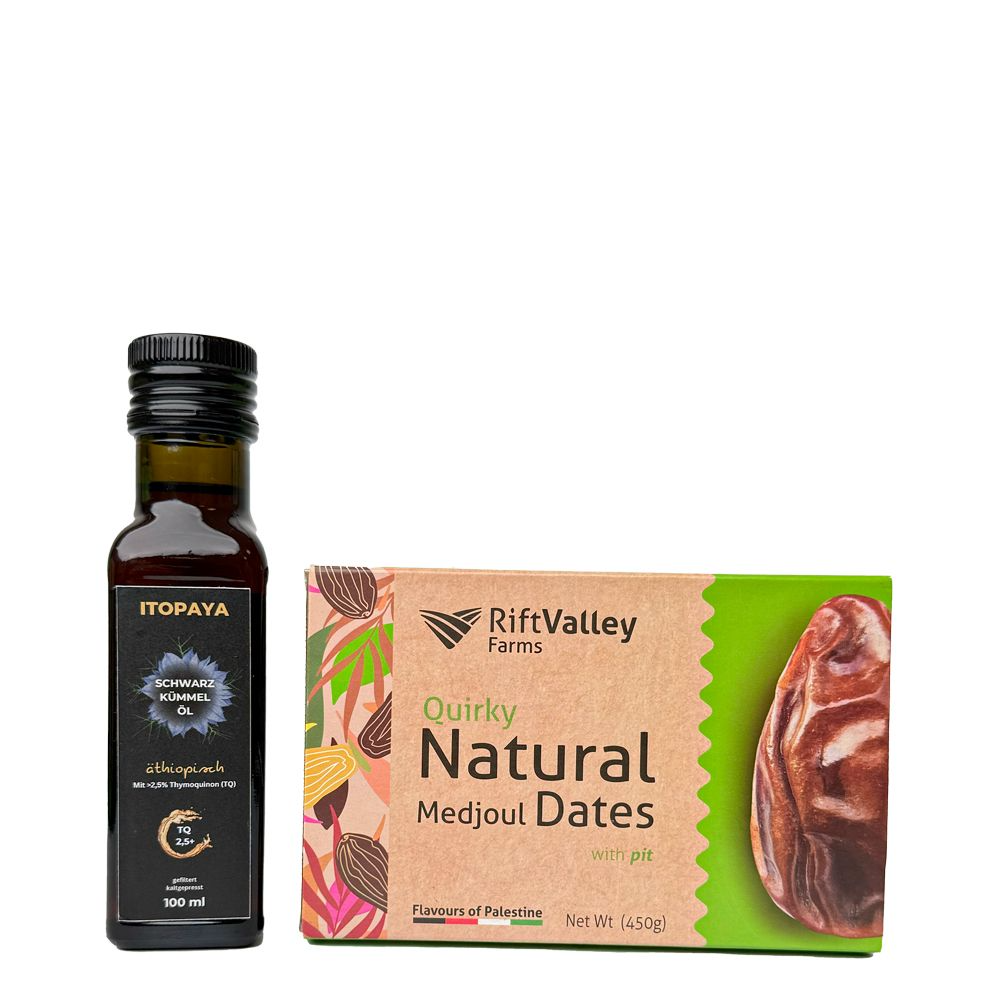 Ätyopisches Schwarzkümmelöl 100ml + Medjool Datteln Quirky 450G
