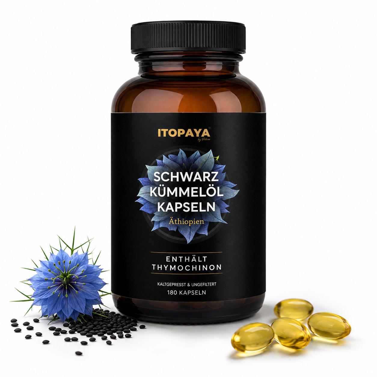 Itopaya Schwarzkümmel Kapseln Äthiopisch - ungefiltert – 180 Kapseln für 3 Monate